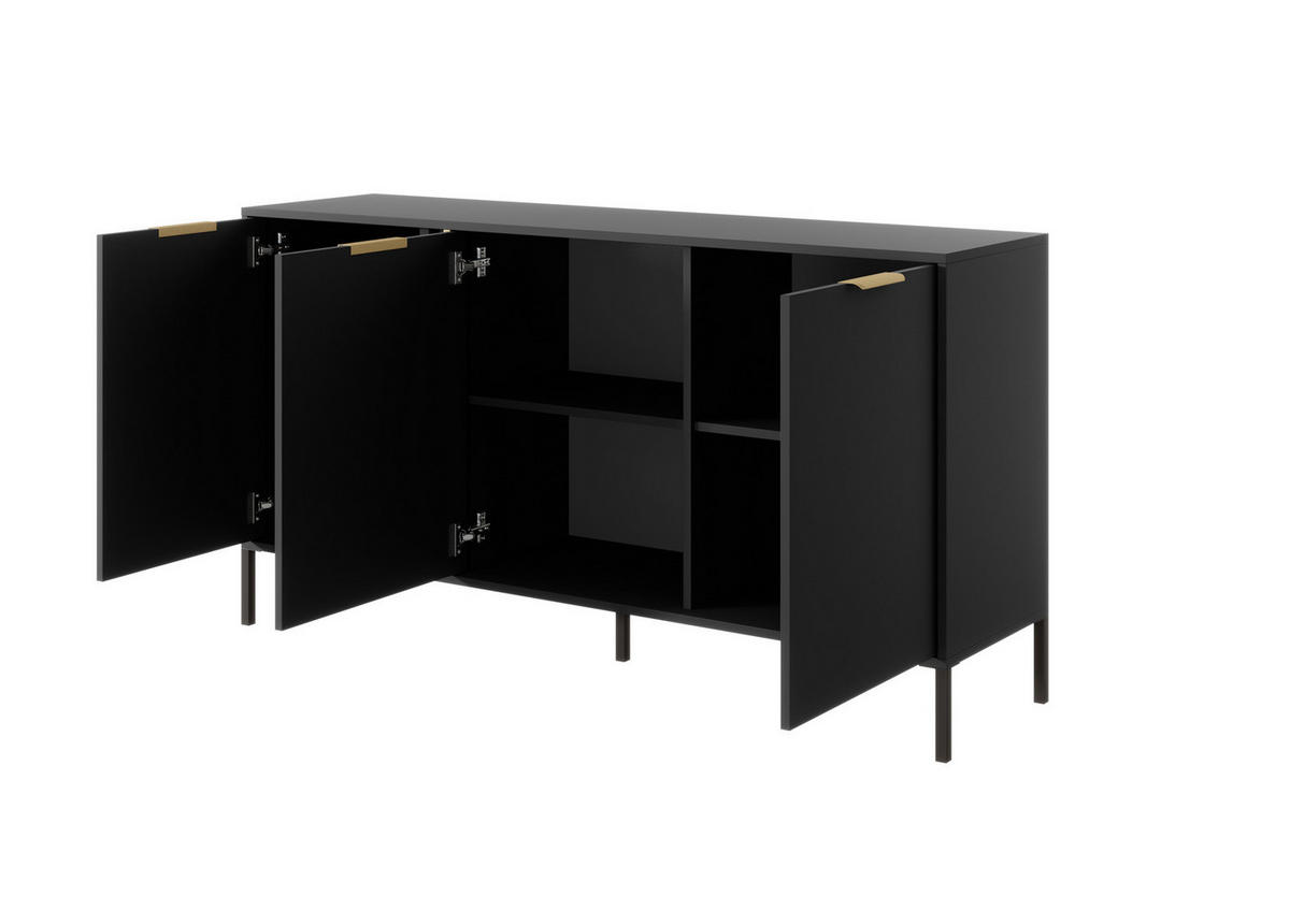 SIDEBOARD Valdi C 153 cm Anthrazit / Gold - mit 3 Türen - Anthrazit/Gelb, Holz/Holzwerkstoff (153/81/39cm) - Ravio