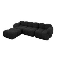 ECKSOFA modulares Sofa Links Miko-L2 302x205x75 Schwarz Velours - Schwarz, Holzwerkstoff/Kunststoff (302/205cm) - ALTDECOR