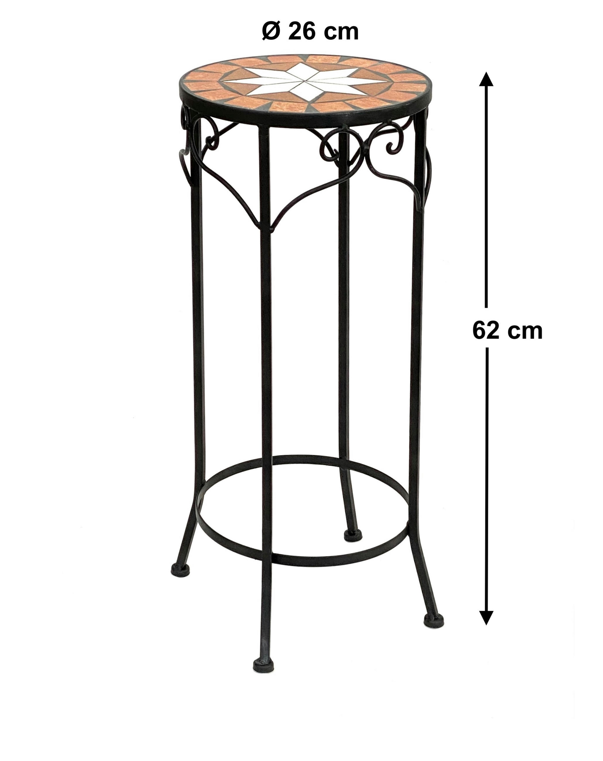 BLUMENHOCKER Merano 62 cm Rund 12011 - Schwarz, Metall (26/62/26cm) - DanDiBo