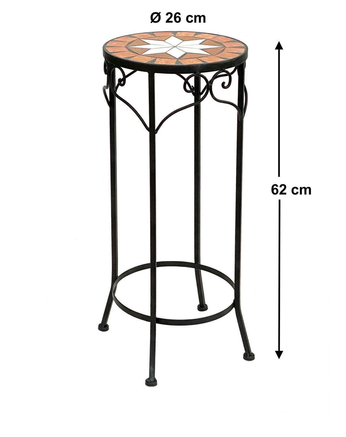 BLUMENHOCKER Merano 62 cm Rund 12011 - Schwarz, Metall (26/62/26cm) - DanDiBo