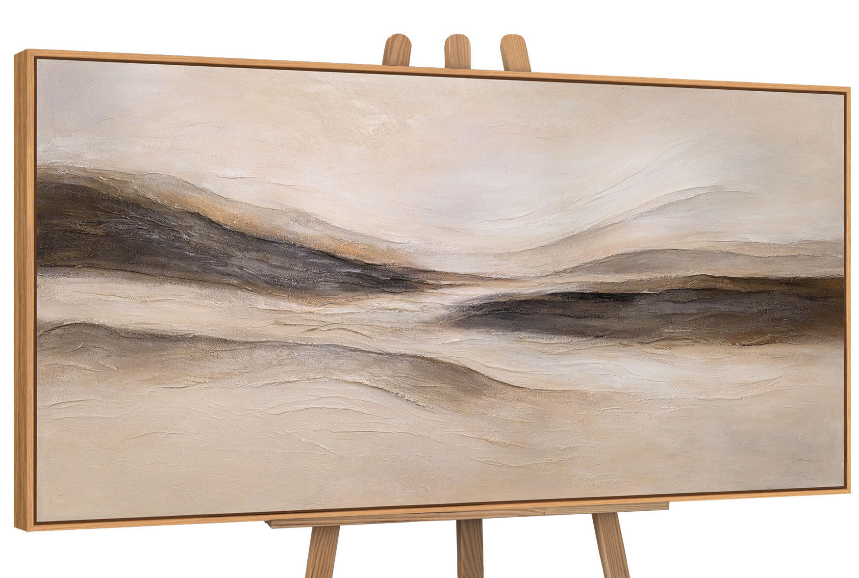 GEMÄLDE Spuren des Windes Schattenfugenrahmen Eichefarben 140x70 cm - Eichefarben, Holz (140/70cm) - YS-art gallery