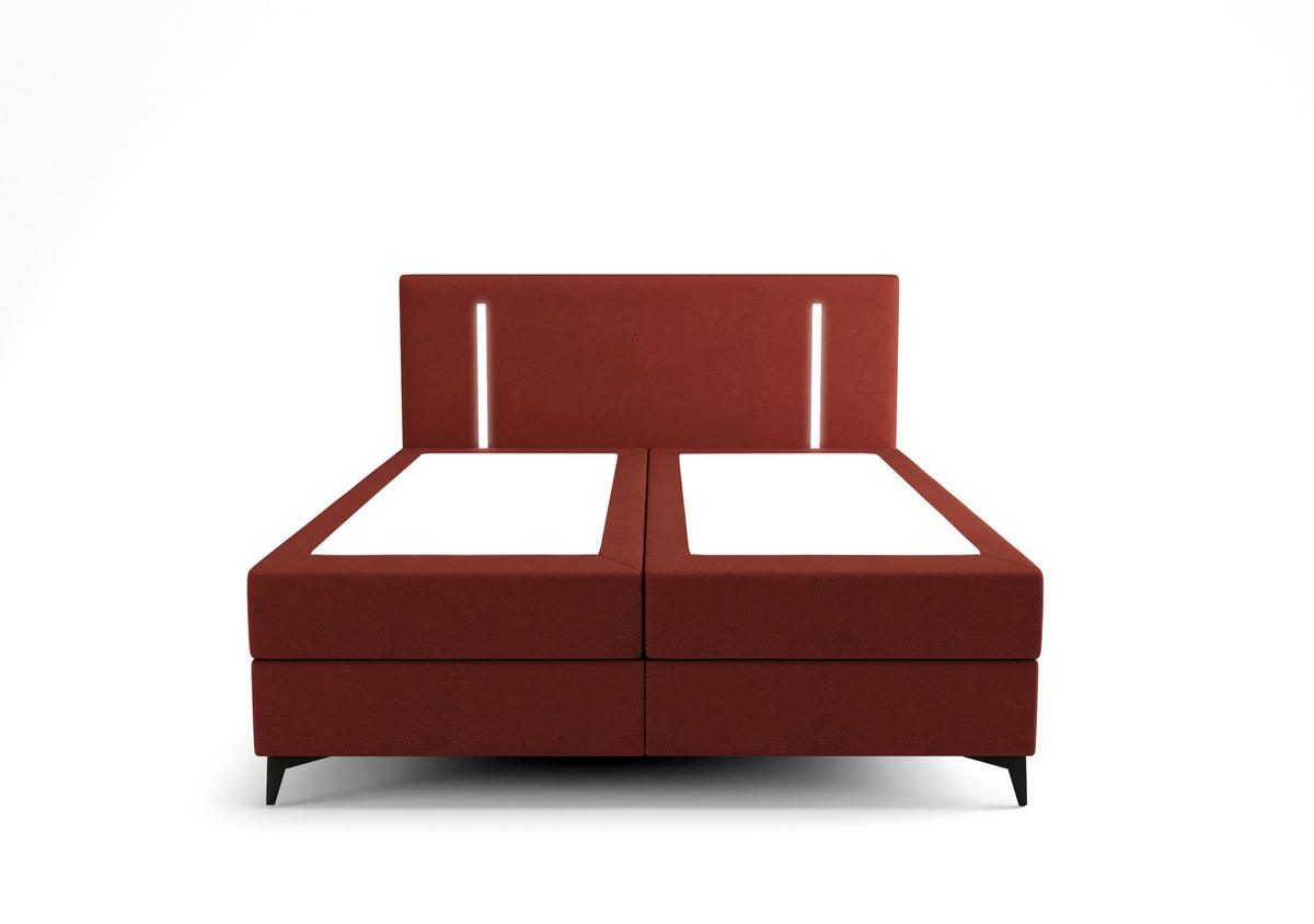 BOXBETT ONO mit Matratze H3, Bonell und Topper 180x200 CURIO 57 - Rot, Textil (180/200cm) - Bedante