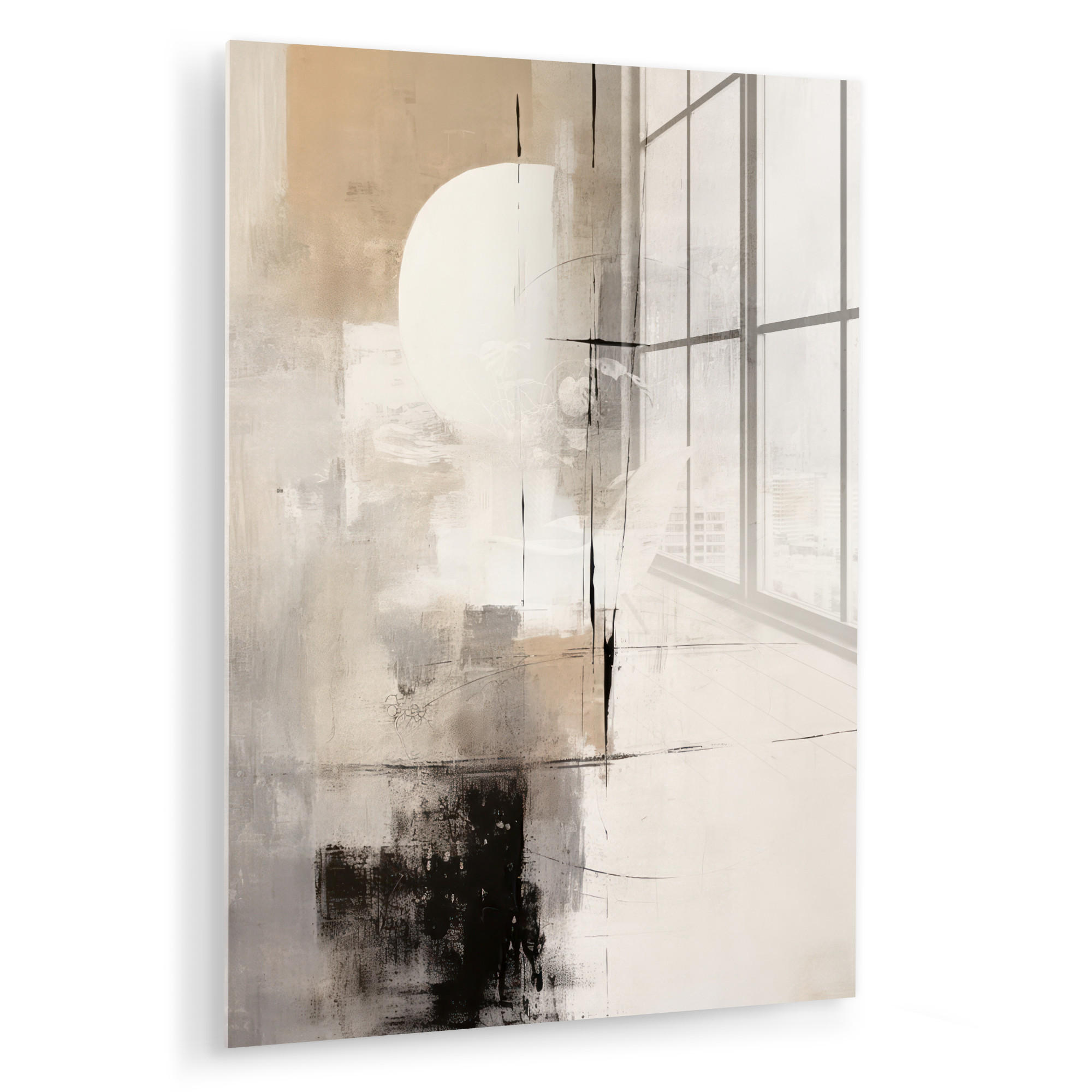 ACRYLGLASBILD Abstrakt - Kunst - Grau 60x80 cm - Hellgrau, Glas (60/80cm) - MuchoWow