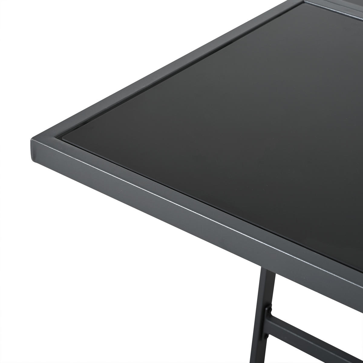 GARTENSETS aus Metall/Glas 117x117 cm Schwarz mit wasserabweisenden Kissen - Schwarz, Metall - Modfu