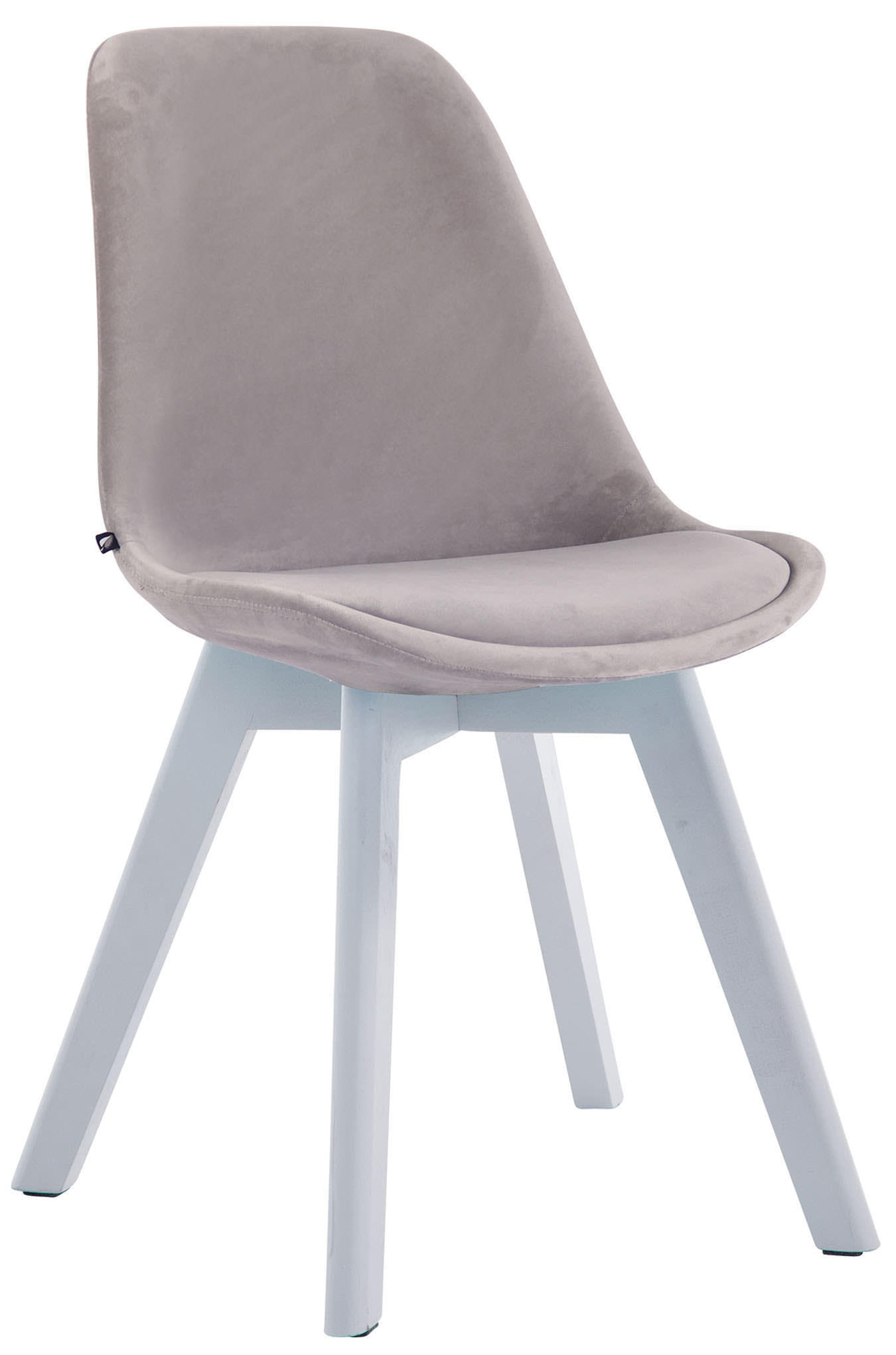 STUHL 4er Set Samt Grau - Weiß/Grau, Holz/Textil (48/84/55cm) - CLP