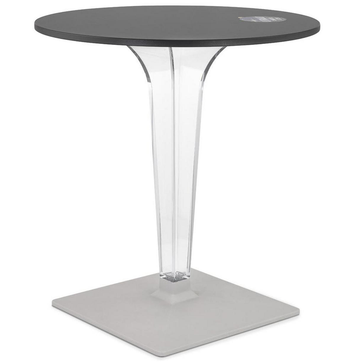TISCH Rund Transparentes Mittelfuß Outdoor NORIX, Schwarz 68x68x71,6 cm - Transparent/Schwarz, Holzwerkstoff/Metall (68/68/72cm) - KADIMA DESIGN