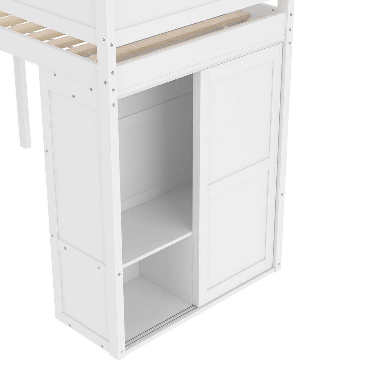 HOCHBETT 90/200 cm Weiß aus Kiefernholz mit Kleiderschrank und Staufach - Weiß, Holz (90/200cm) - OKMYHOME