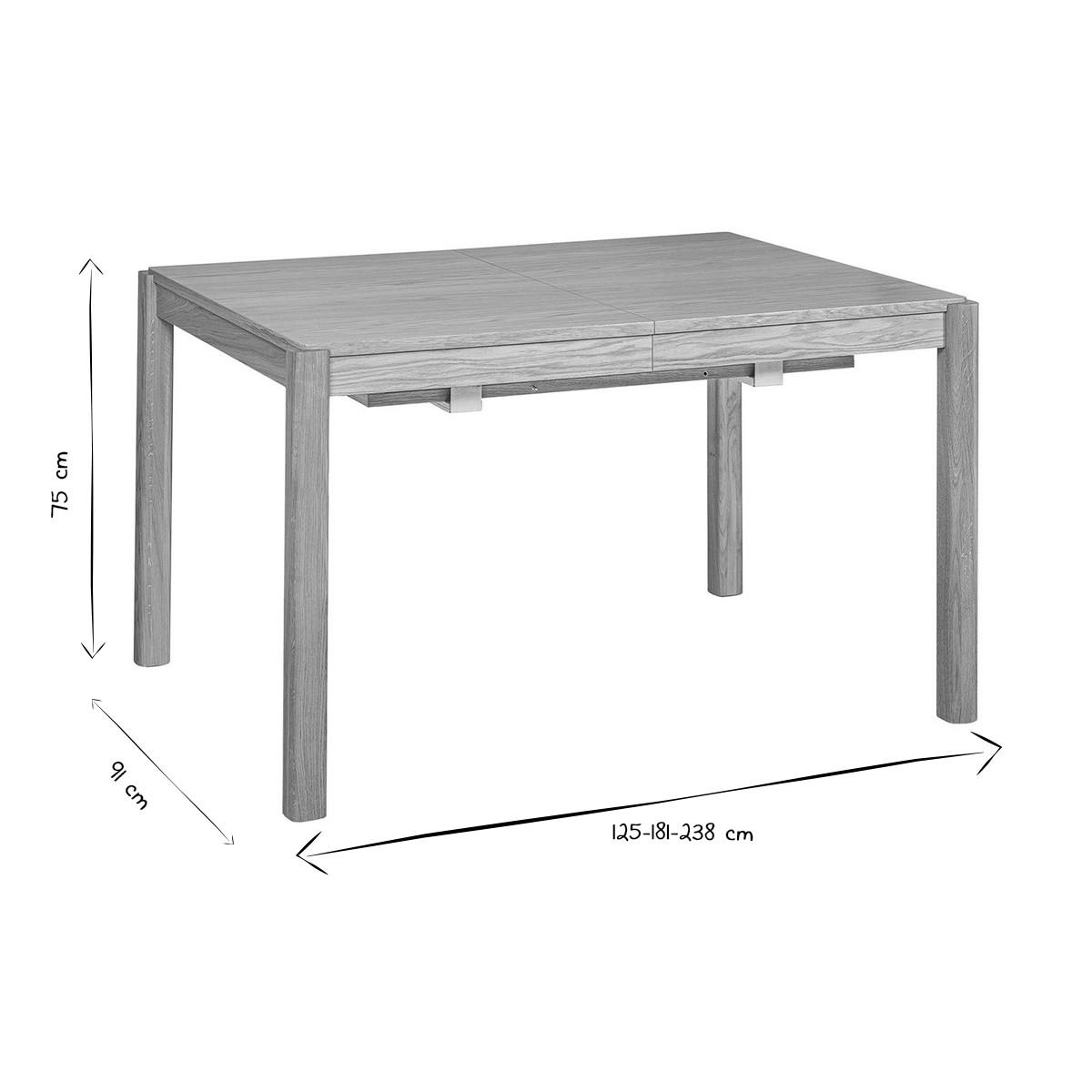 ESSTISCH Ausziehbar Eichenfurnier L125-238 cm AGALI - Eiche Bianco, Holz (238/91/75cm) - Miliboo