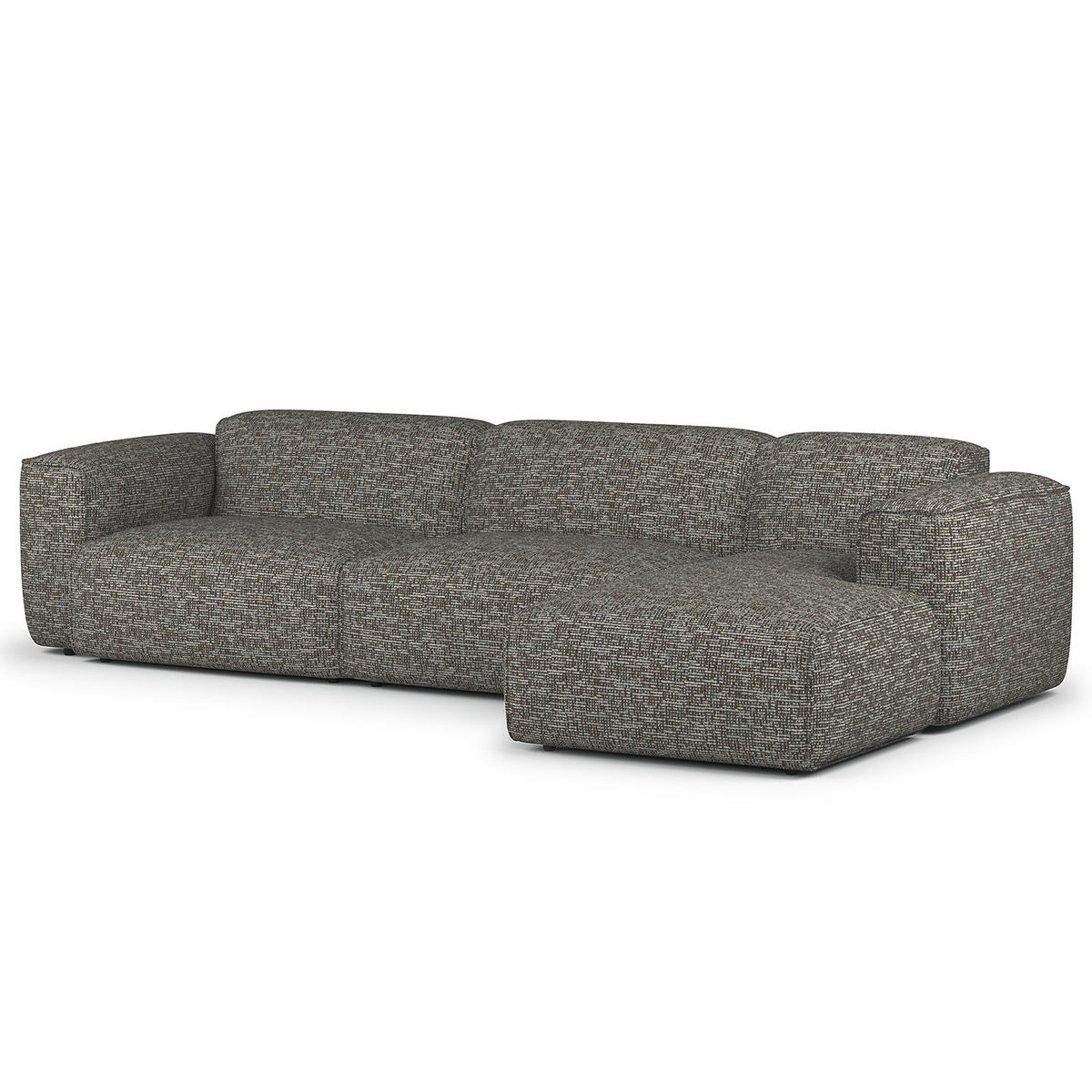 3-SITZER ECKSOFA mit Longchair - Schwarz/Grau, Kunststoff/Textil (317/173cm) - home24