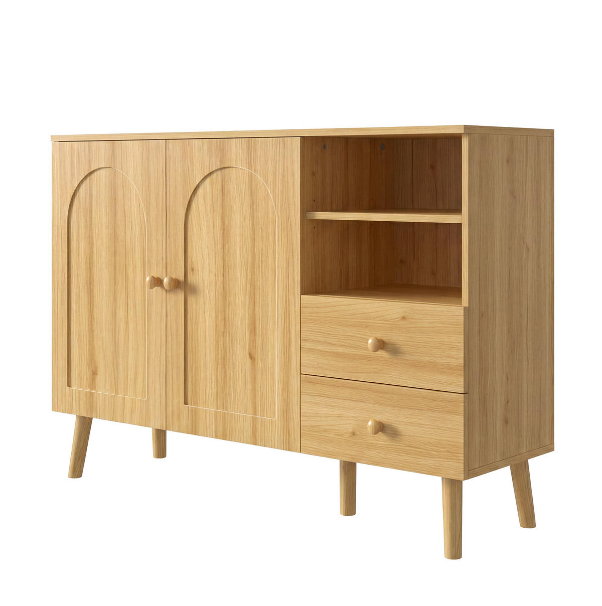 SIDEBOARD 118/35/82 cm Natur aus MDF und Holzwerkstoff mit Türen und Schubladen - Naturfarben, Holzwerkstoff (118/82/35cm) - OKWISH