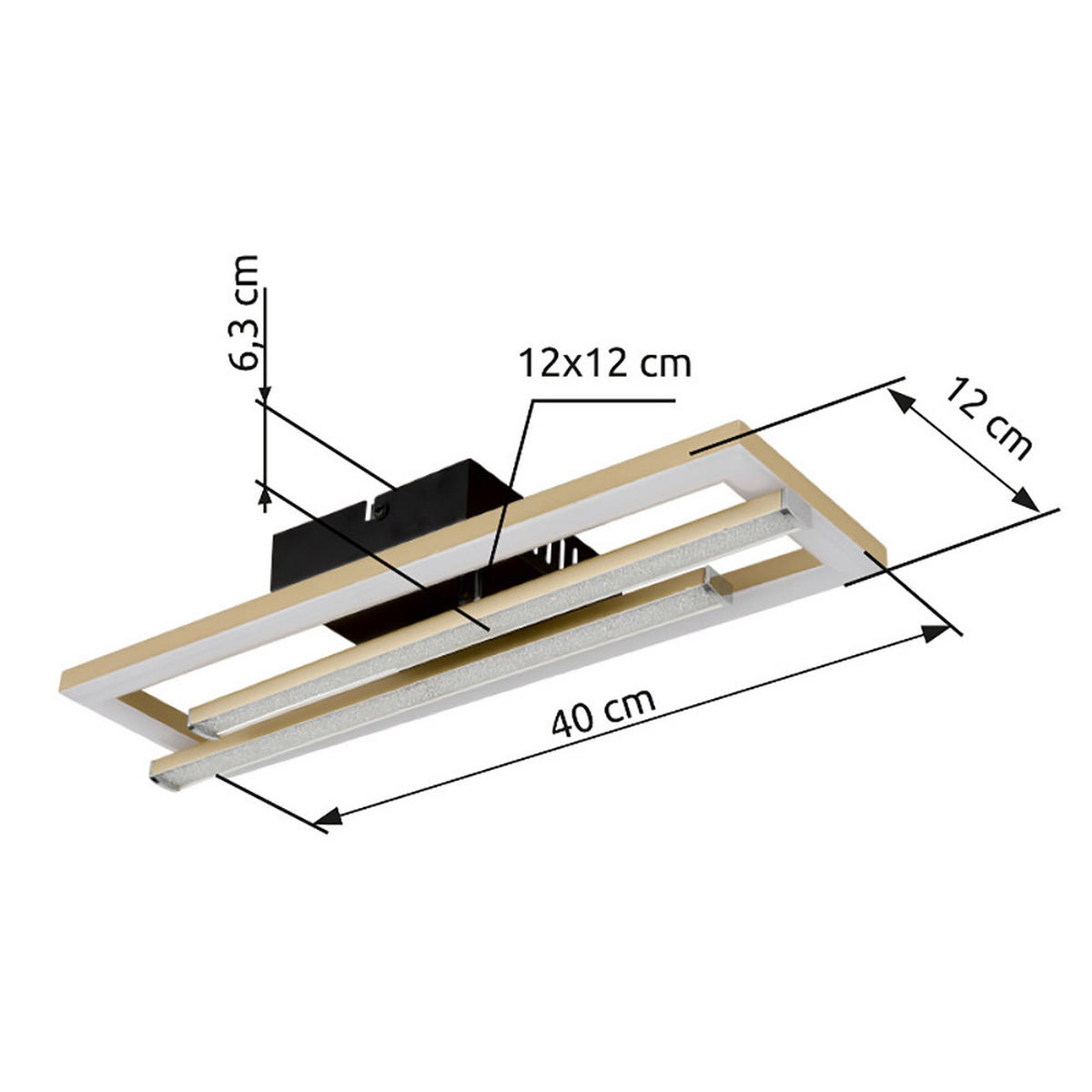LED DECKENLEUCHTE Kristalle Gold Schwarz - Goldfarben, Kunststoff (40/37.5/6.3cm) - Globo Lighting