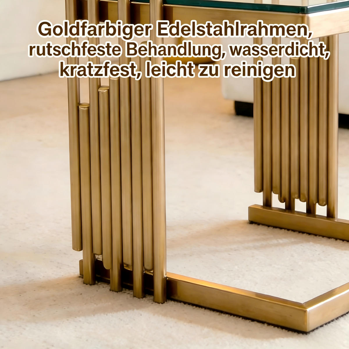 BEISTELLTISCH Gold-Transparent 41/41/46 cm - Goldfarben, Metall (41/41/46cm) - PANGIVO