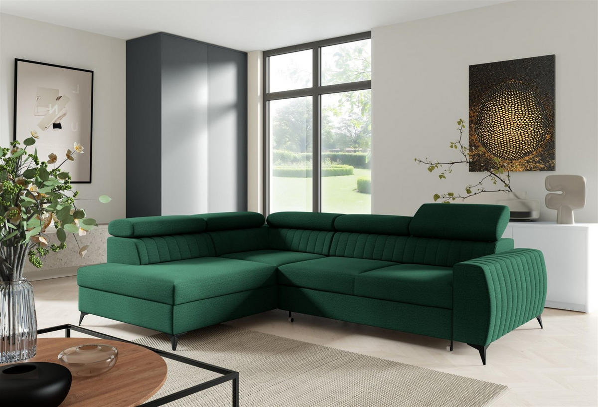 ECKSOFA Toronto - Dunkelgrün, Holzwerkstoff/Textil (270/200cm) - Fun Möbel