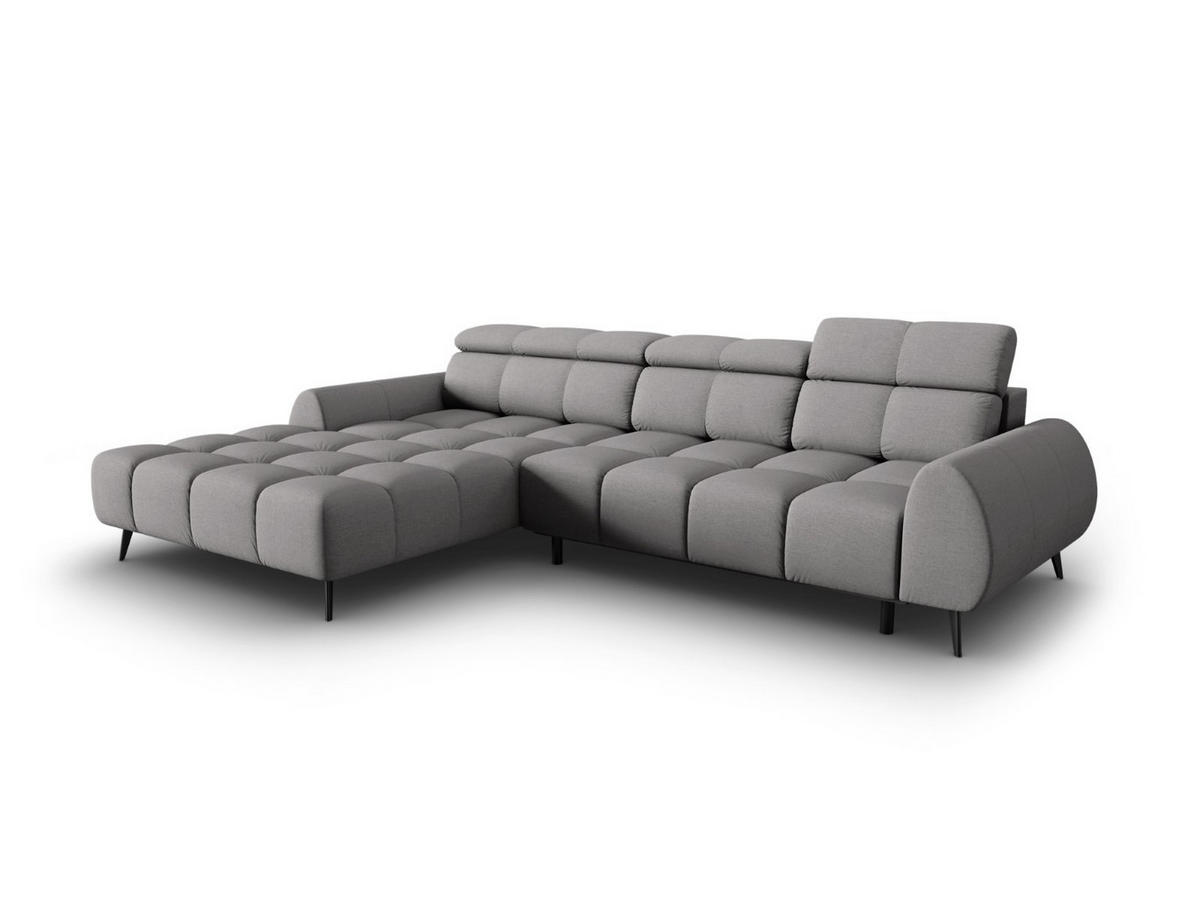 ELEKTRISCHES-ECKSOFA links Alyse aus strukturiertem Stoff hellgrau 5 Sitzplätze - Hellgrau, Textil (188/295cm) - Micadoni