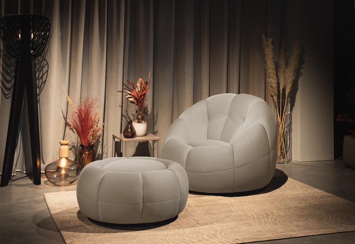 SESSEL UND POUF FIGO UND FAGO, beige - Beige, Holzwerkstoff/Textil (104/83/104cm) - Courtois Laville