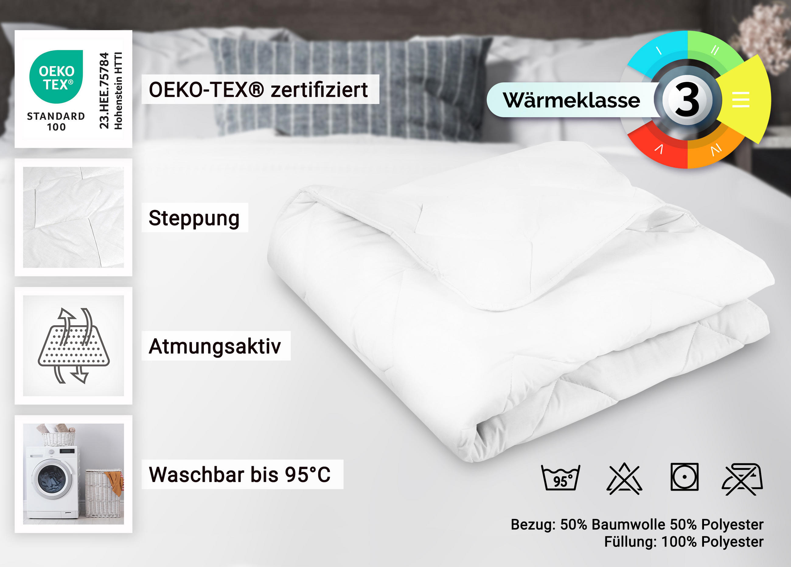 BETTDECKE, 135x200 cm, 100% Polyester, Weiß - Weiß, Textil (135/200cm) - Zollner