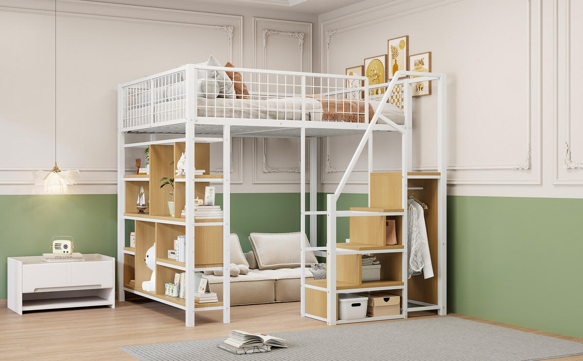 HOCHBETT 140x200 cm Metall Stauraum weiß - Weiß, Metall (140/200cm) - LEBENLANG