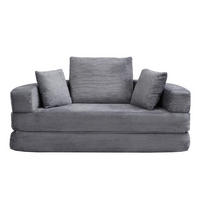 SCHLAFSOFA DE-33440 ovales Klappsofa-Bett mit 3 Kissen Grau - Grau, Textil (173/40/176cm) - ComfortXL