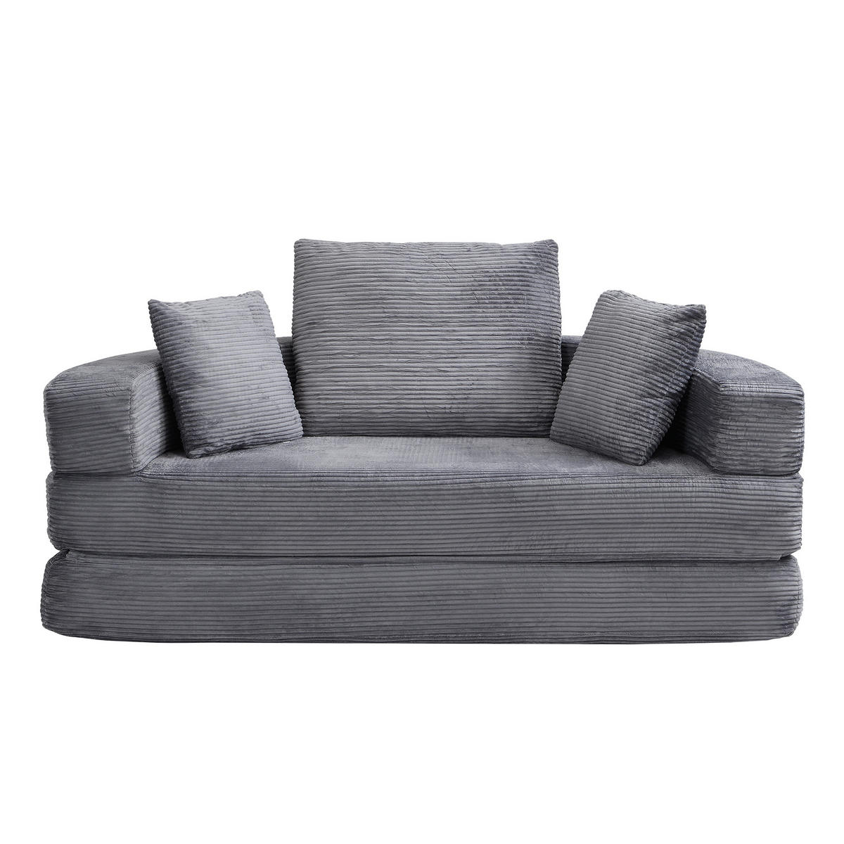 SOFABETT Klappbares Gästebett & Modulares Sofa aus weichem Cord-Stoff - Grau, Textil (173/40/176cm) - Urban Meuble
