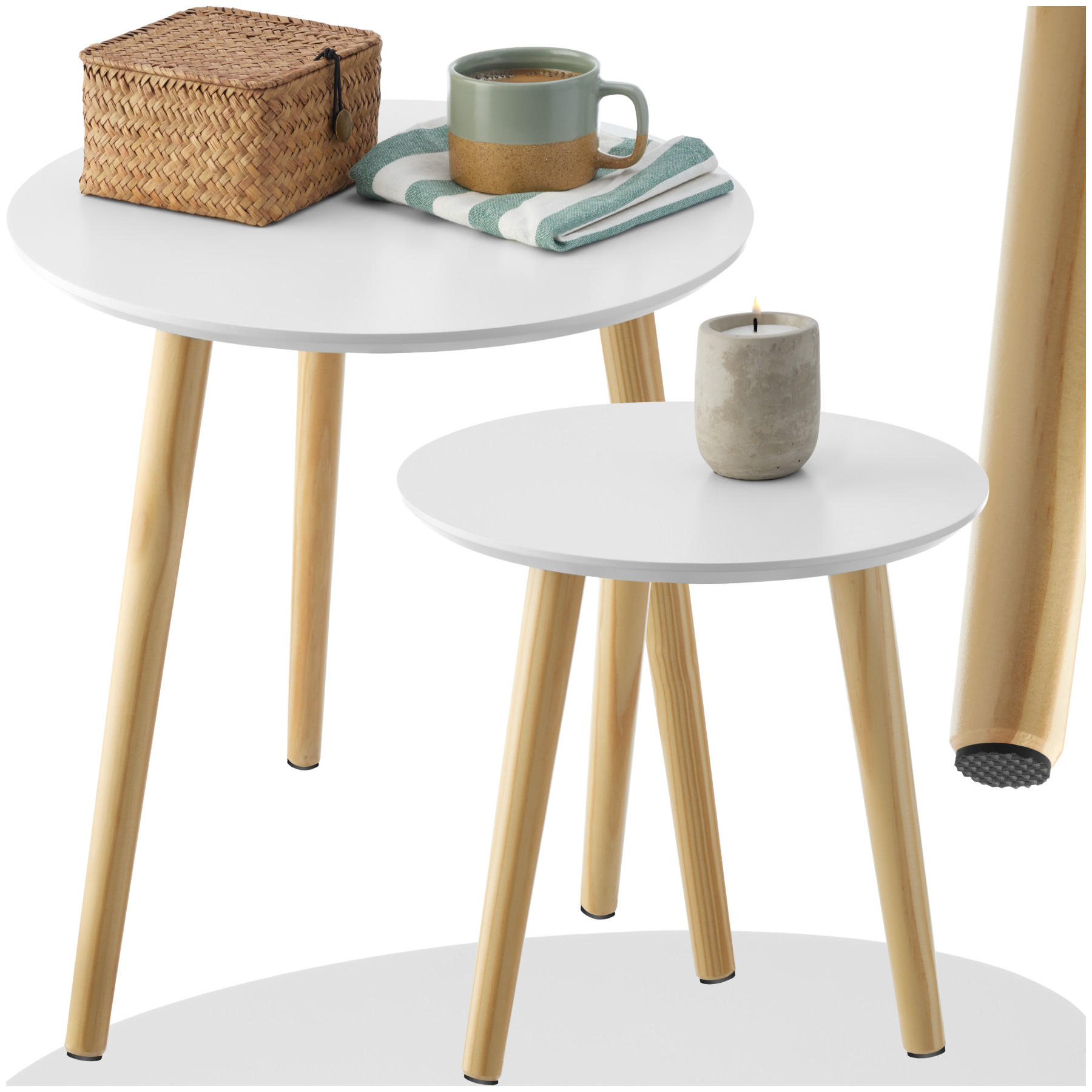 BEISTELLTISCH 2er Set Skaland,Belastbarkeit je 30 kg,braun/weiß - Braun/Weiß, Holz (46/46/50.5cm) - tectake