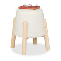 SITZHOCKER - Weiß, Holz/Holzwerkstoff (30/40/30cm) - Relaxdays