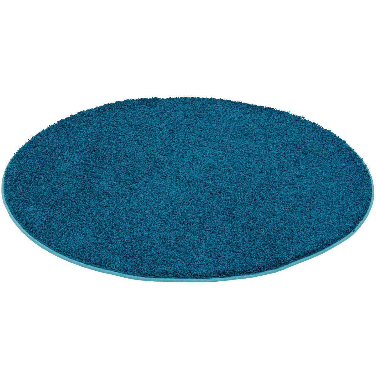 LUXUS HOCHFLOR LANGFLOR TEPPICH MILANO RUND - Petrol, Textil (133/133cm) - Snapstyle