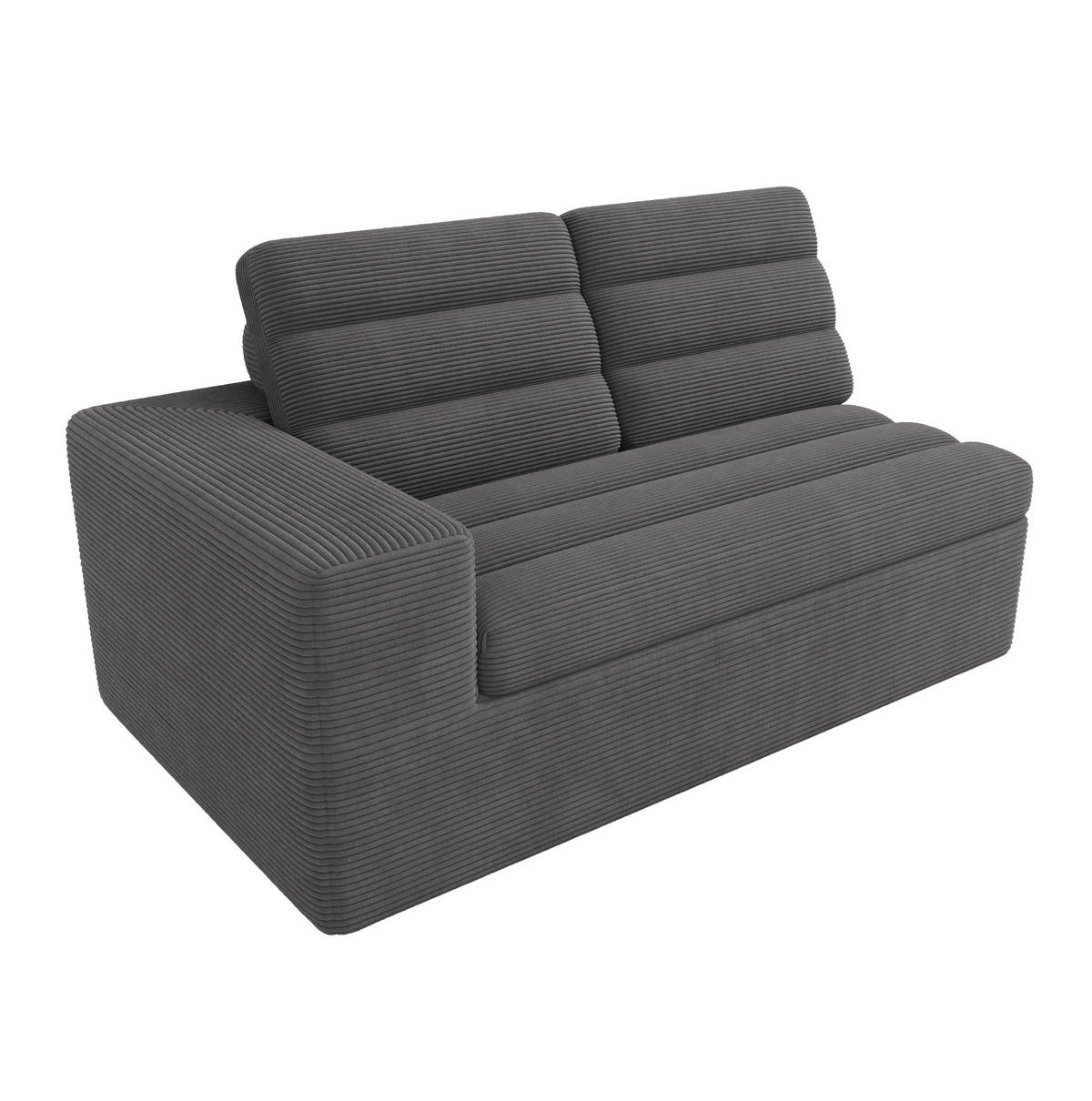 ECKSOFA 253/161/89 cm dunkelgrau aus Cordstoff mit Hocker - Dunkelgrau, Textil (161/253cm) - OKWISH