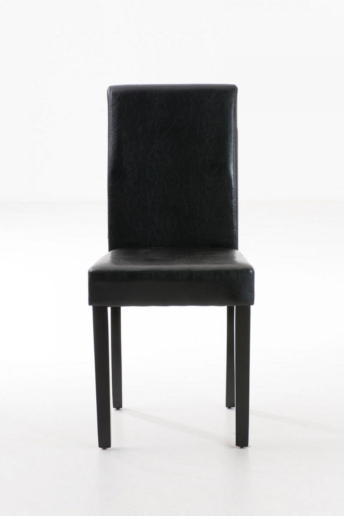 STUHL Lederlook schwarz - Dunkelbraun/Schwarz, Holz/Textil (41/91/47cm) - CLP