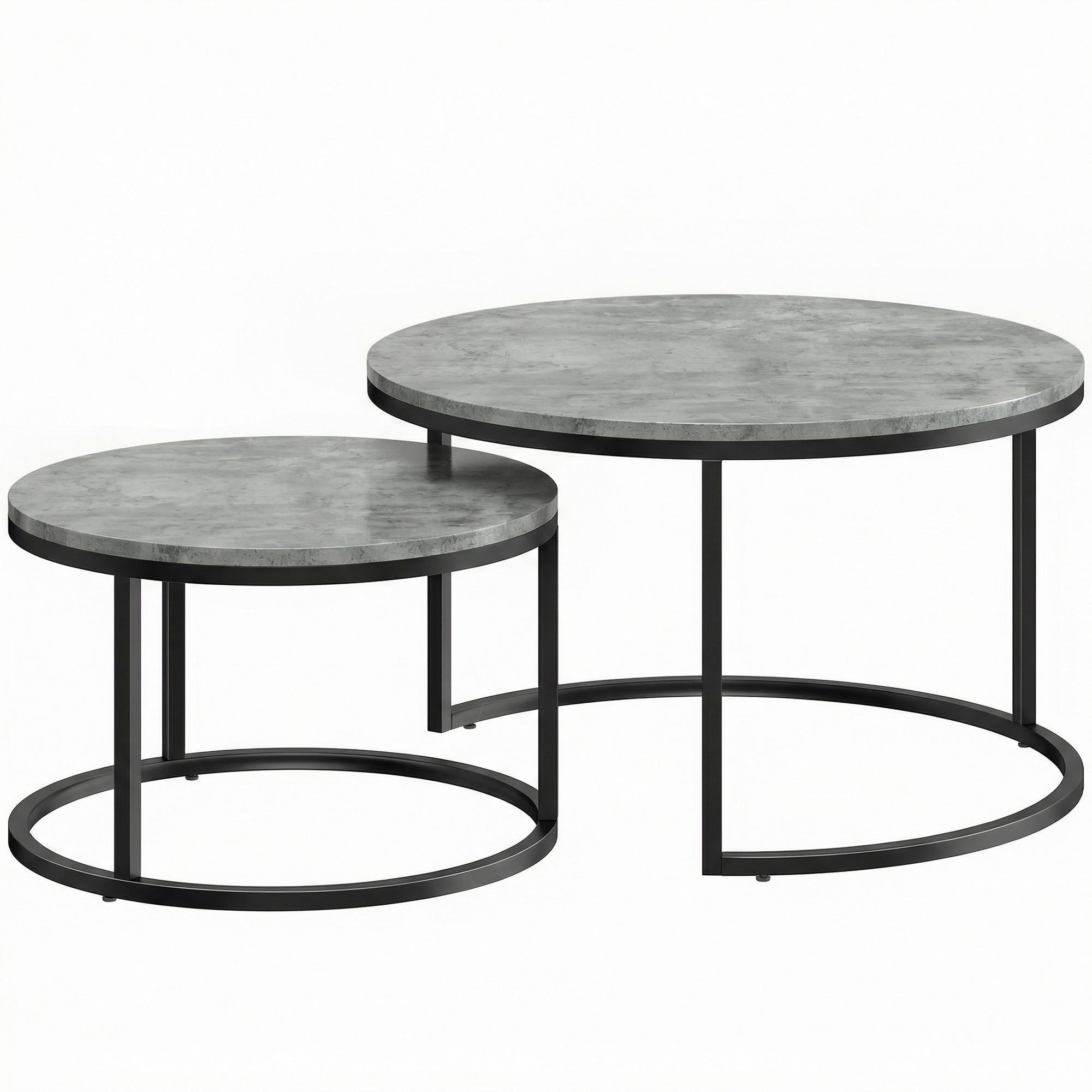 COUCHTISCH 2er Set Metall MDF Grau - Grau, Metall (78.5/78.5/46.5cm) - HOMCOM