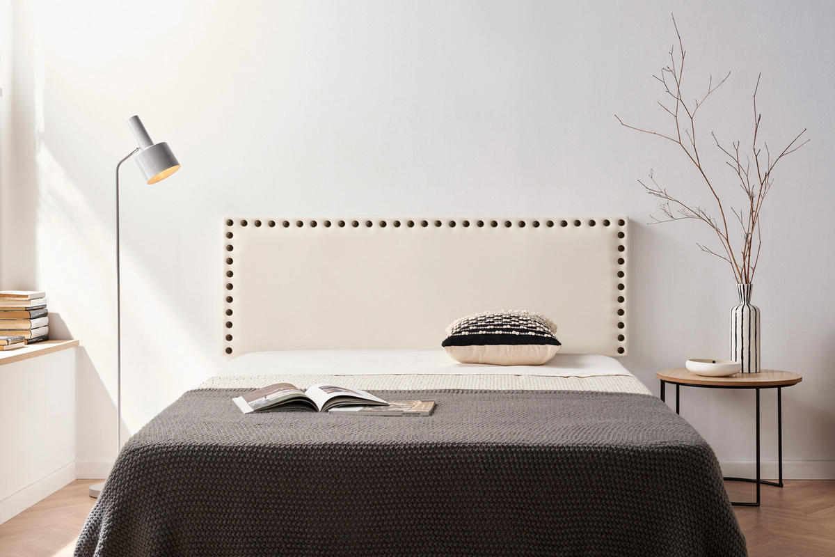 Kopfteil gepolstert MODENA Kunstleder 130x55x8 cm - Beige - Moonia - Beige, Holz (130/8/55cm)