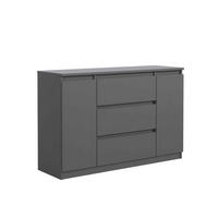 KOMMODE NUDO 120/78,5/39cm mit 3 Schubladen 2 Türen Anthrazit - Anthrazit, Holzwerkstoff (120/78.5/39cm) - MASSENO
