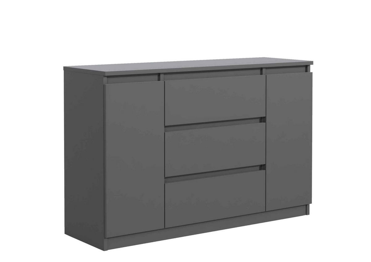 KOMMODE NUDO 120/78,5/39cm mit 3 Schubladen 2 Türen Anthrazit - Anthrazit, Holzwerkstoff (120/78.5/39cm) - MASSENO