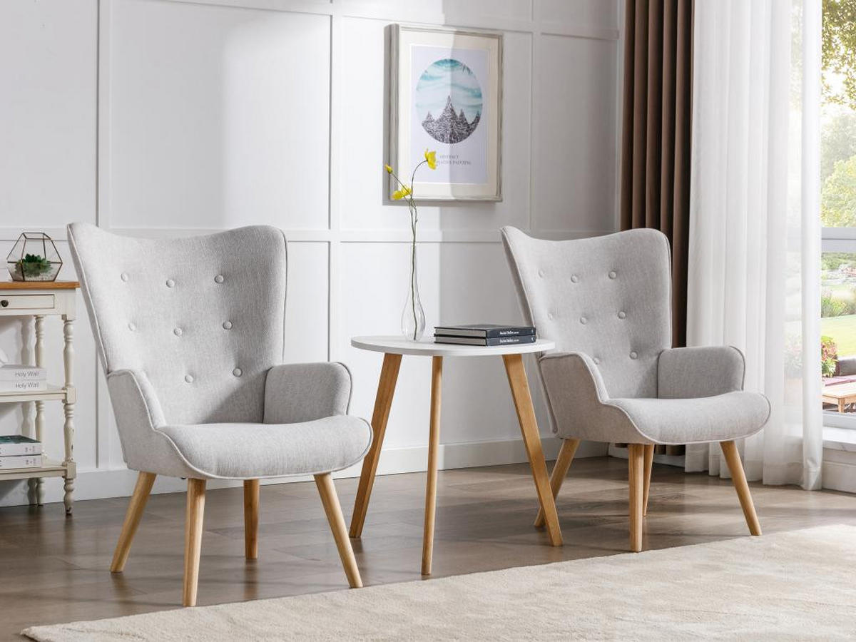SESSEL - Stoff - Hellgrau - VATELY - Hellgrau, Textil (78/95.5/69cm) - Vente-Unique