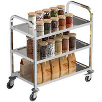 KÜCHENWAGEN, 3-stöckiger Edelstahlwagen mit Rollen, 90,5 x 50,5 x 88,2 cm - Multicolor, Metall (90.5/88.2/50.5cm) - FORIOUS