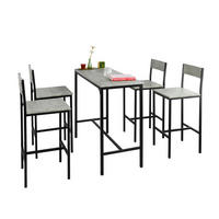 BARTISCH + 4 x BARSTÜHLE - Grau, Holzwerkstoff (100/87/45cm) - SoBuy