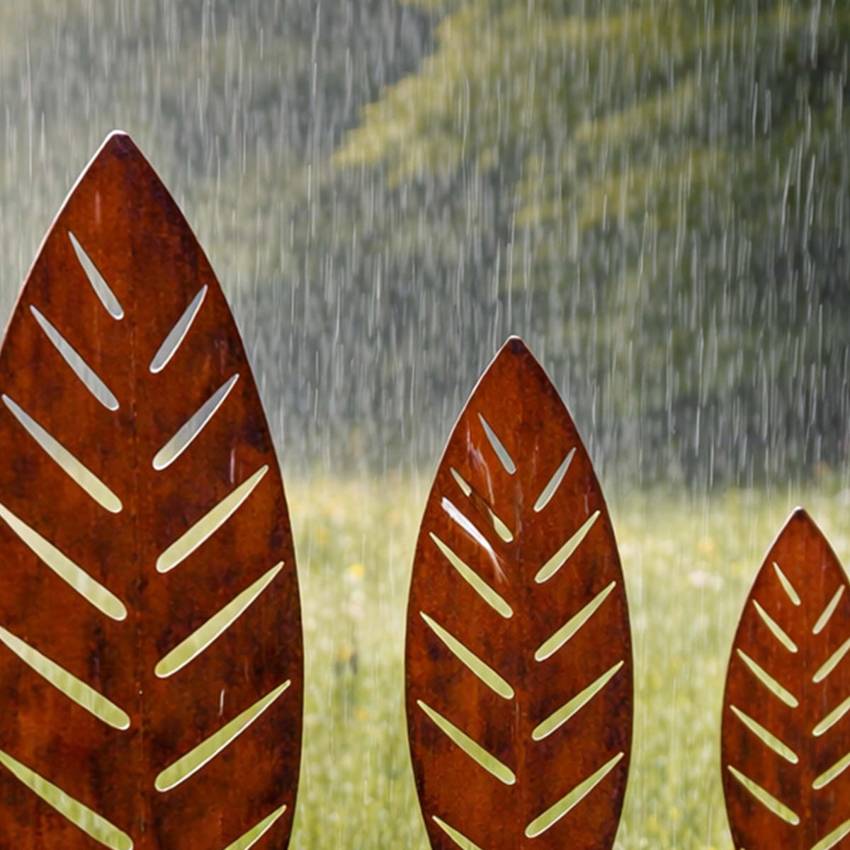 3XGARTENSTECKER - Braun, Metall (0.5cm) - Relaxdays