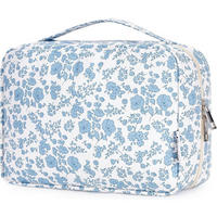 KULTURTASCHE mit Haken und mehreren Fächern, blau-weiß geblümt - Multicolor, Textil (5/1/5cm)