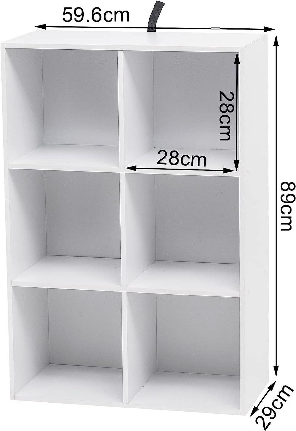 BÜCHERREGAL mit 6 Fächer, Holzwerkstoff, Weiß - Weiß, Holzwerkstoff (59.5/89/29cm) - Woltu