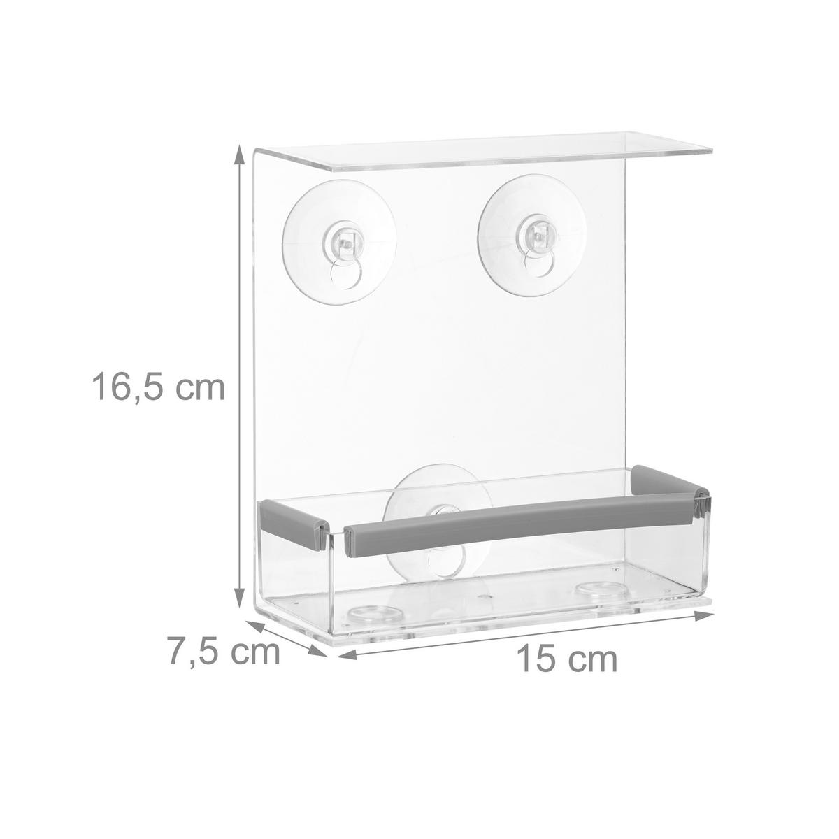 VOGELFUTTERHAUS - Transparent, Kunststoff (15/16.5/7.5cm) - Relaxdays