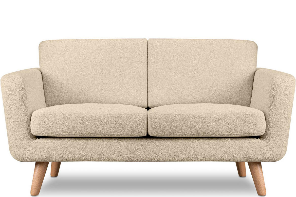 SOFA TAGIO mit Armlehnen, Beige - Beige/Braun, Buchenholz/Textil (153/80/84cm) - KONSIMO®