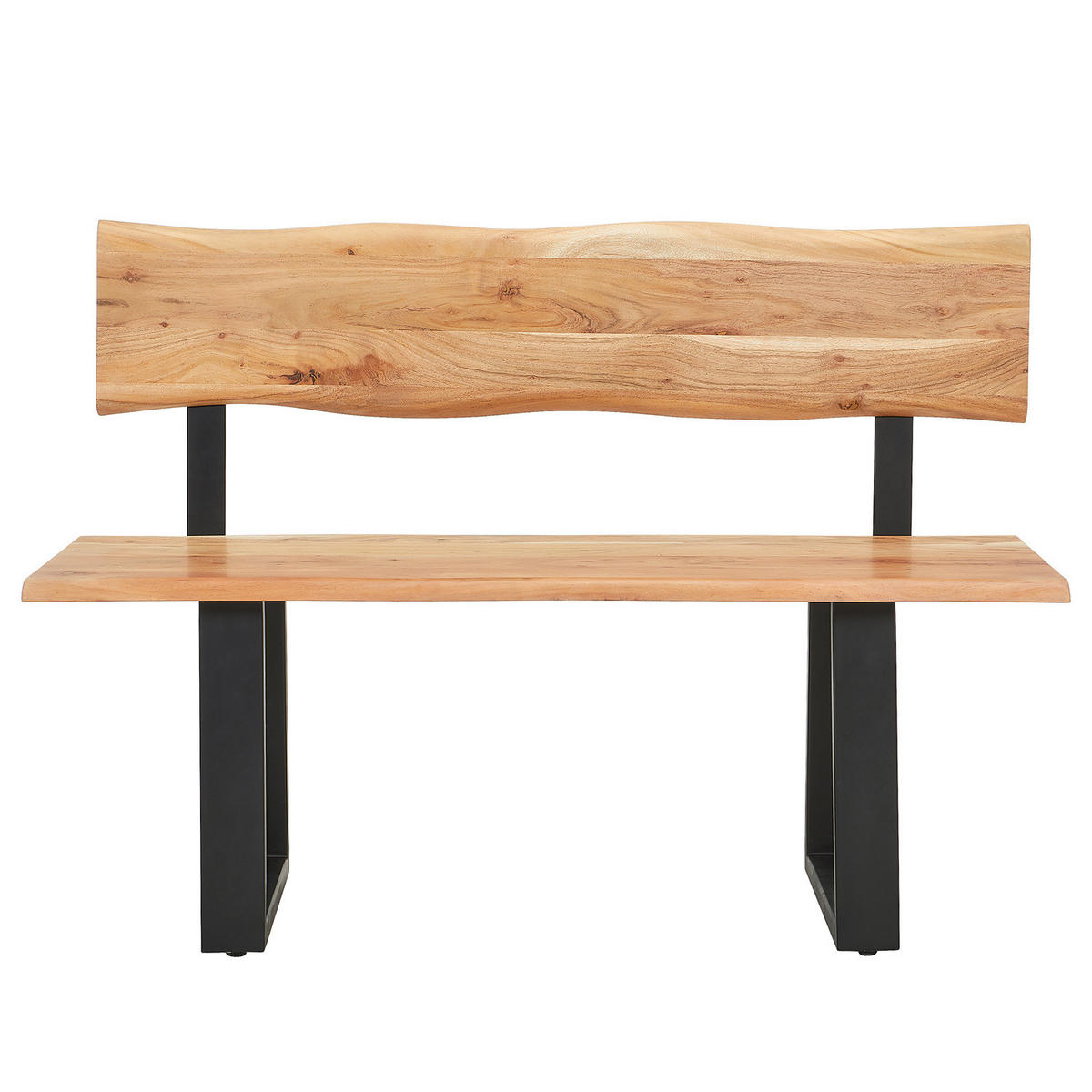 SITZBANK - Metall / Massivholz - Akazie Braun / Schwarz - Schwarz/Braun, Holz/Metall (160/85/50cm) - home24