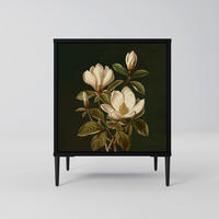 SIDEBOARD FLORAL NOIR, Schwarz, 57,5x42x72,5 cm, Schwarze Metallfüße - Multicolor/Schwarz, Holzwerkstoff/Metall (57.5/72.5/42cm) - SpaceRebels