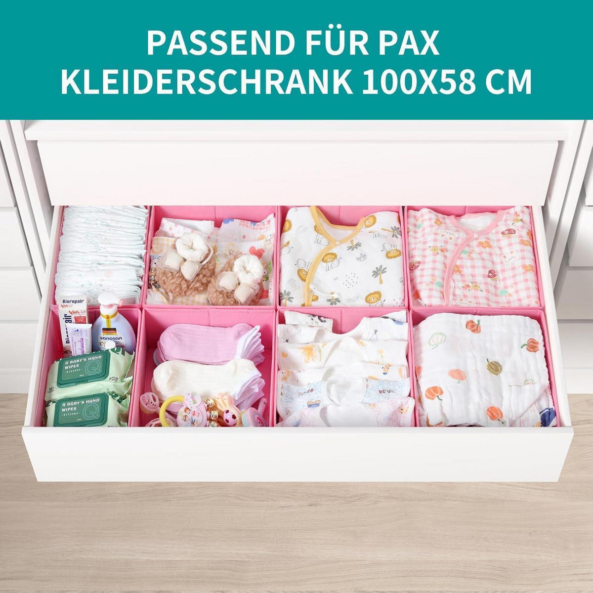 SCHUBLADEN Organizer 6er Set Rosa 75 x 58 cm - Rosa, Textil (24/11/26cm)