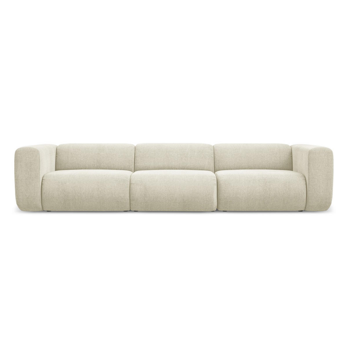 4-SITZER-SOFA Chenille Stoff Beige - Beige/Schwarz, Kunststoff/Textil (319/70/89cm) - LaMiaSofa