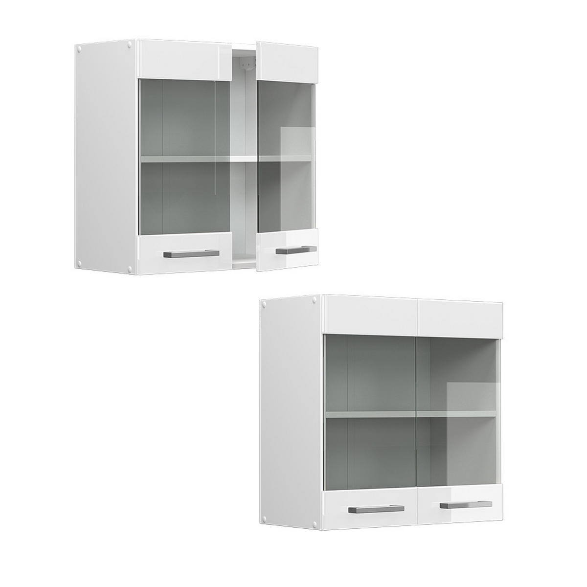 KÜCHENGLASSCHRANK R-Line Weiß Hochglanz 60 cm - Weiß Hochglanz/Weiß, Holzwerkstoff (60/60/31cm) - Vicco