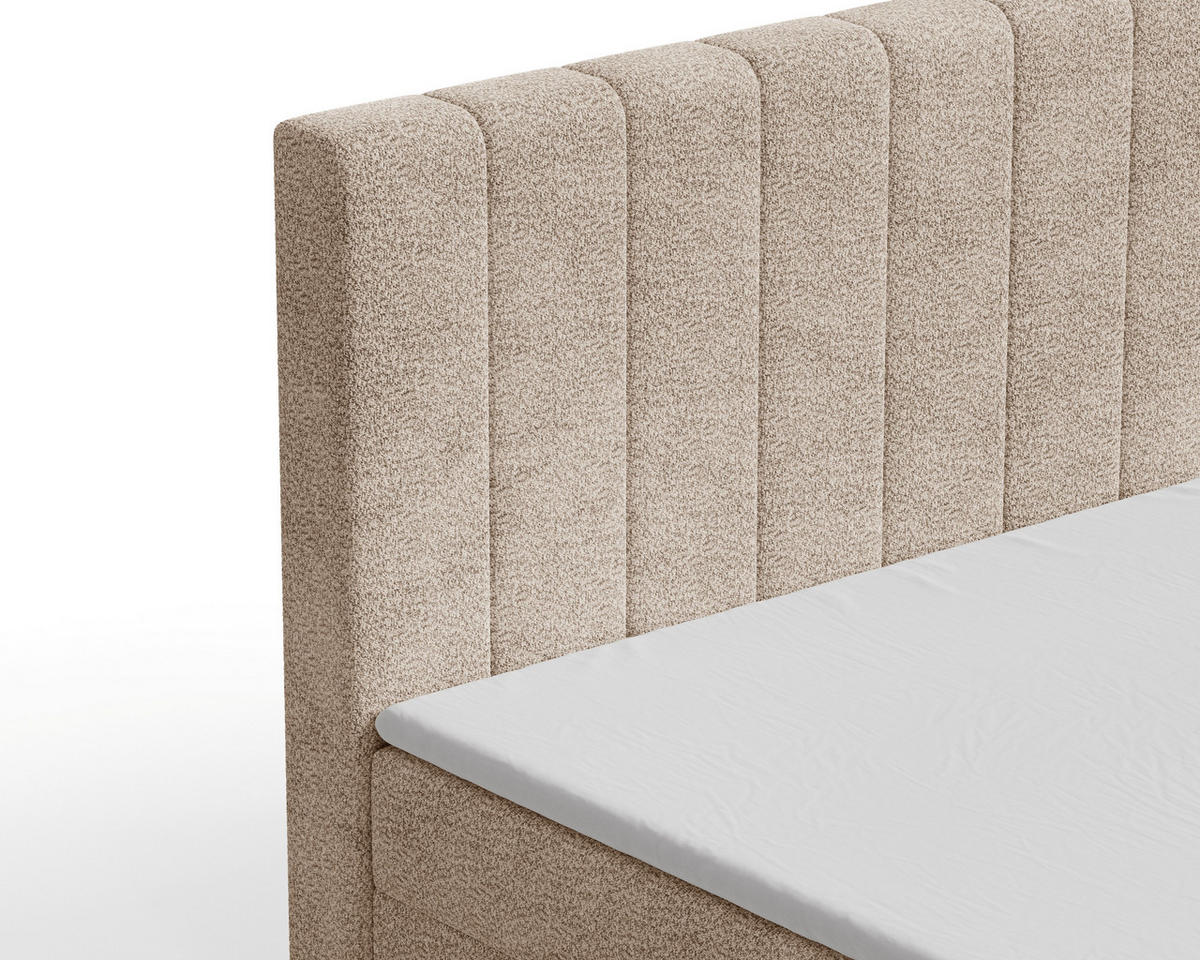 BOXBETT 01 140 x 200 cm - Arena – Stilvoll und bequem Mit Bettkasten, PU-Topper, Federmechanismus, waschbarer Bezug - Beige, Holz (140/200cm) - ROYAL24_MARKT