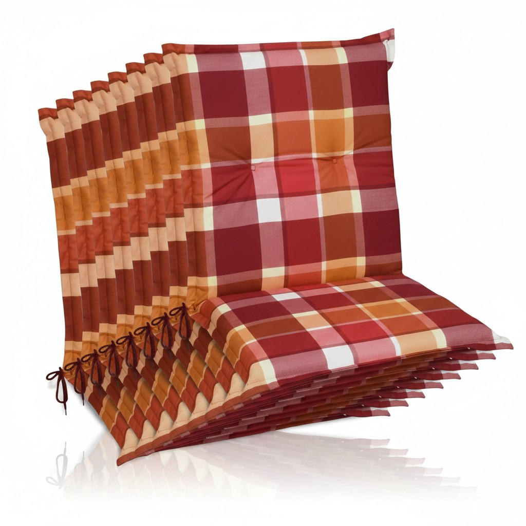 NIEDERLEHNERAUFLAGE Sunny RO 100x50x6cm Rot Kariert (8tlg) - Rot, Textil (50/6/100cm) - Beautissu 
