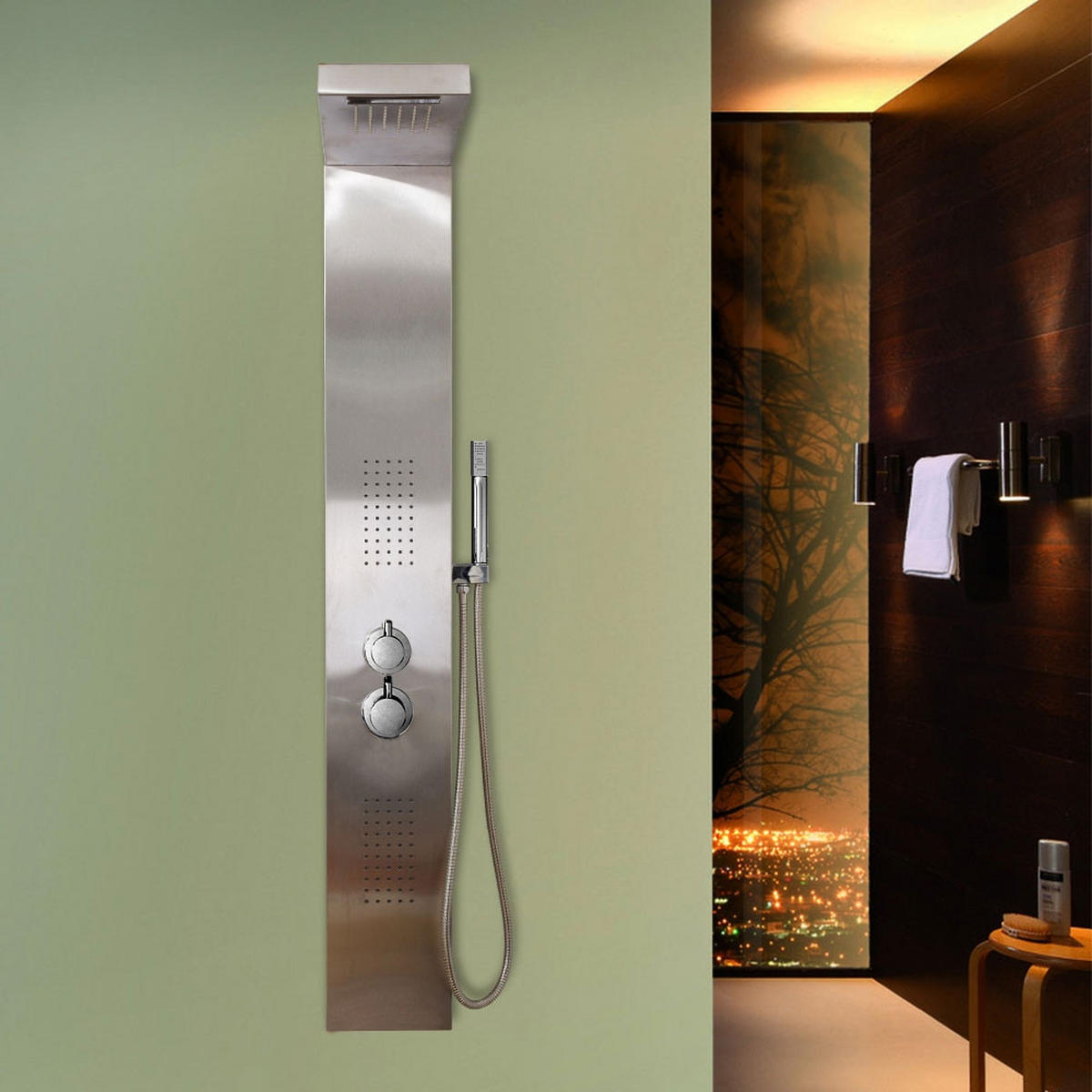 DUSCHPANEEL CASCATA - Silber - Edelstahlfarben, Metall (20/142/50.5cm) - Home Deluxe