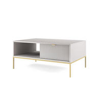COUCHTISCH Nova Grau, Golden Beine, mit Schublade - Goldfarben/Grau, Holzwerkstoff/Metall (68/104/46cm) - Bettso