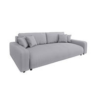 BIGSOFA Emma Hellgrau Cord - Hellgrau/Schwarz, Holz/Kunststoff (234/78/122cm) - S-Style Möbel